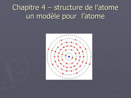 Chapitre 4 – structure de l’atome un modèle pour l’atome