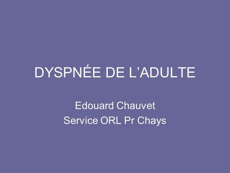 Edouard Chauvet Service ORL Pr Chays