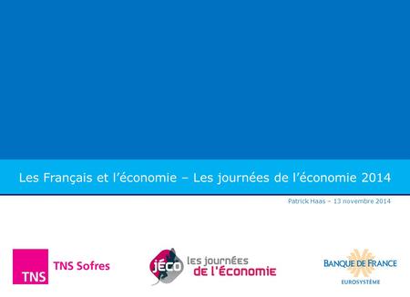 Les Français et l’économie – Les journées de l’économie 2014 Patrick Haas – 13 novembre 2014.