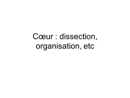 Cœur : dissection, organisation, etc