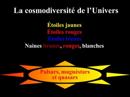 La cosmodiversité de l’Univers