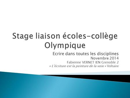 Stage liaison écoles-collège Olympique