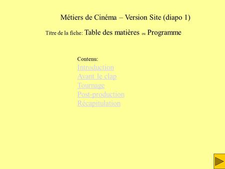 Métiers de Cinéma – Version Site (diapo 1)