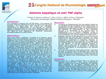 Atteinte hépatique et anti TNF alpha
