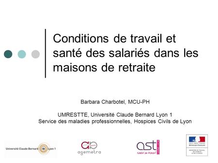 Barbara Charbotel, MCU-PH UMRESTTE, Université Claude Bernard Lyon 1