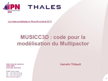 Musicc3d : code pour la modélisation du Multipactor