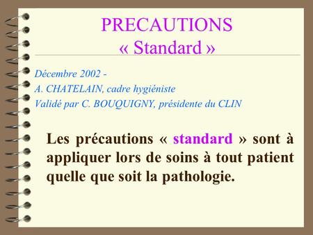 PRECAUTIONS « Standard »