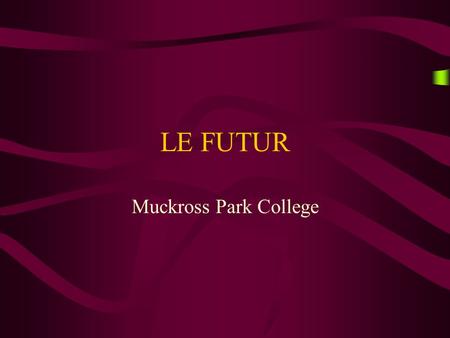 LE FUTUR Muckross Park College WHAT DOES IT MEAN? It means how to translate « will » or « won’t »