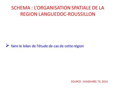 SCHEMA : L’ORGANISATION SPATIALE DE LA REGION LANGUEDOC-ROUSSILLON