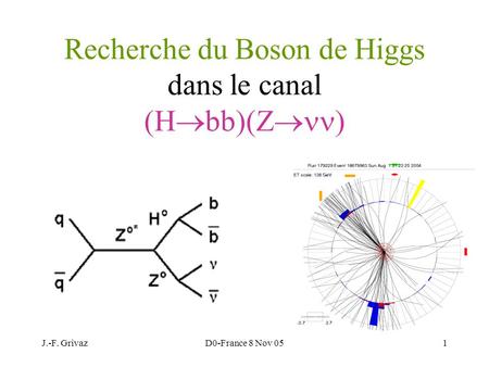 J.-F. GrivazD0-France 8 Nov 051 Recherche du Boson de Higgs dans le canal (H  bb)(Z  )