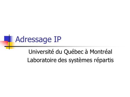 Université du Québec à Montréal Laboratoire des systèmes répartis