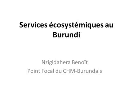Services écosystémiques au Burundi