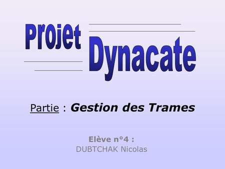 Elève n°4 : DUBTCHAK Nicolas Partie : Gestion des Trames.