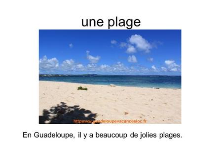 Une plage En Guadeloupe, il y a beaucoup de jolies plages.