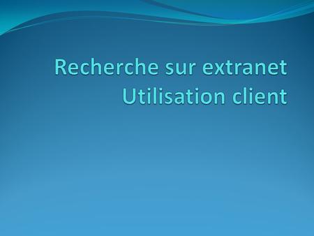 Recherche sur extranet Utilisation client