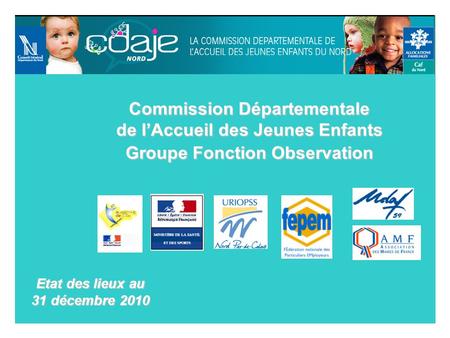 Commission Départementale de l’Accueil des Jeunes Enfants Groupe Fonction Observation Etat des lieux au 31 décembre 2010.
