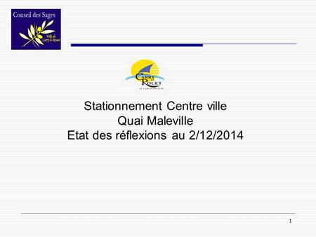 1 Stationnement Centre ville Quai Maleville Etat des réflexions au 2/12/2014.