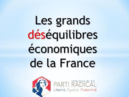 Les grands déséquilibres économiques de la France.