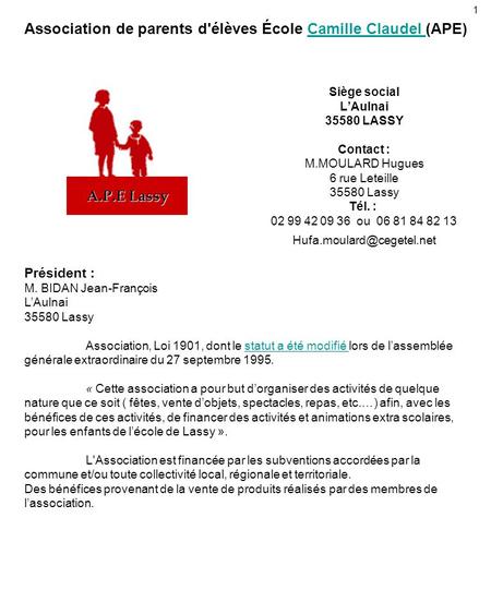Association de parents d'élèves École Camille Claudel (APE)