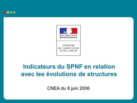 Indicateurs du SPNF en relation avec les évolutions de structures CNEA du 8 juin 2006.