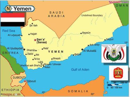 La république du Yémen est un pays arabe situé à la pointe sud-ouest de la péninsule arabique. Sa capitale est Sanaa. Elle possède des façades maritimes.