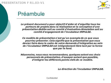 Préambule PRESENTATION F R1.03-V1