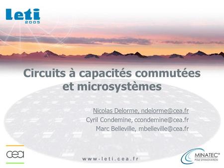 Circuits à capacités commutées et microsystèmes