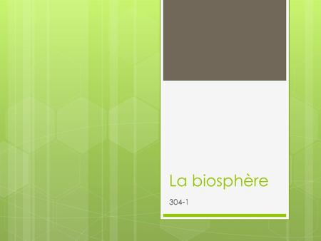 La biosphère 304-1.