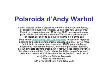 Polaroids d’Andy Warhol