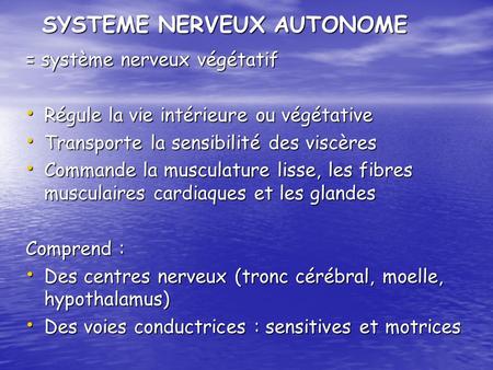 SYSTEME NERVEUX AUTONOME