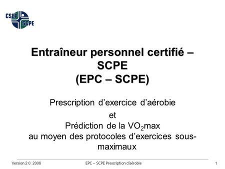 Entraîneur personnel certifié – SCPE (EPC – SCPE)
