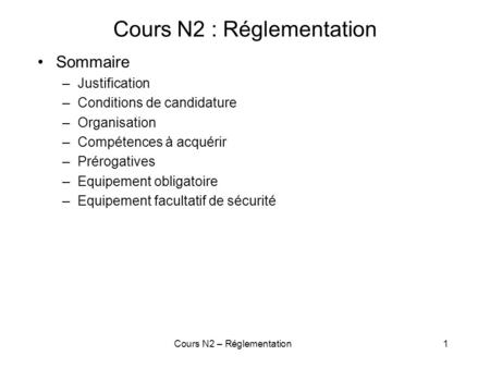 Cours N2 : Réglementation