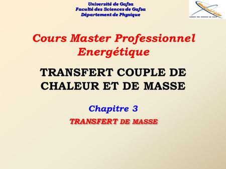 TRANSFERT COUPLE DE CHALEUR ET DE MASSE