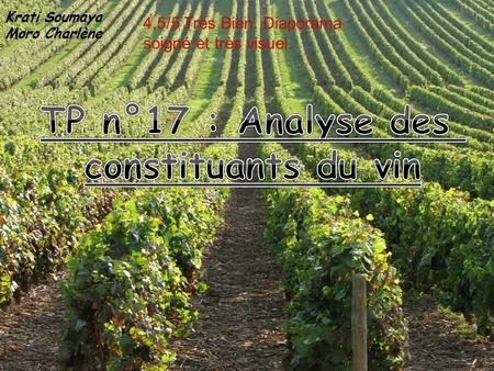 TP n°17 : Analyse des constituants du vin