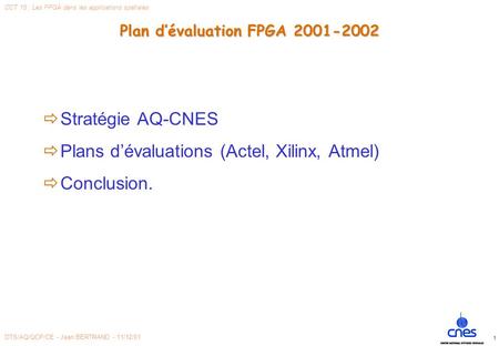 Plan d’évaluation FPGA