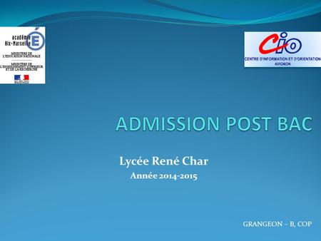 Lycée René Char Année 2014-2015 GRANGEON – B, COP.