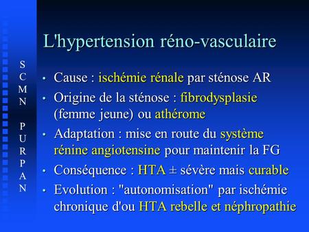 L'hypertension réno-vasculaire