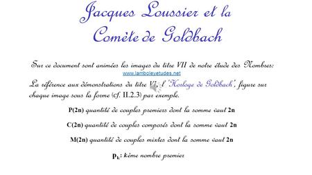 Jacques Loussier et la Comète de Goldbach