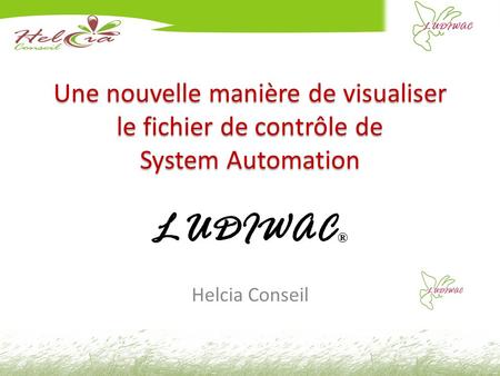 Une nouvelle manière de visualiser le fichier de contrôle de System Automation LUDIWAC ® Helcia Conseil.