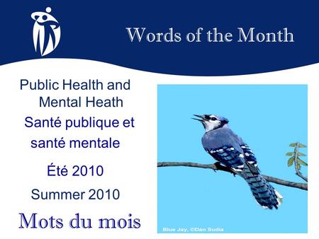 Words of the Month Été 2010 Summer 2010 Mots du mois Public Health and Mental Heath Santé publique et santé mentale.