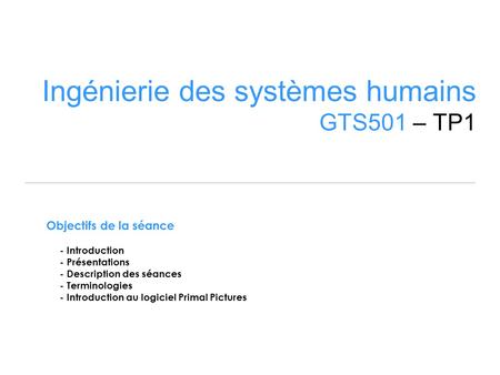 Ingénierie des systèmes humains GTS501 – TP1