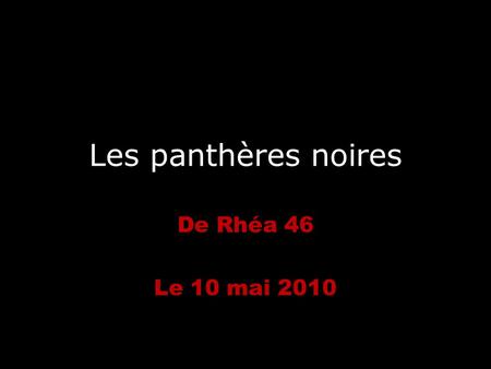 Les panthères noires De Rhéa 46 Le 10 mai 2010.