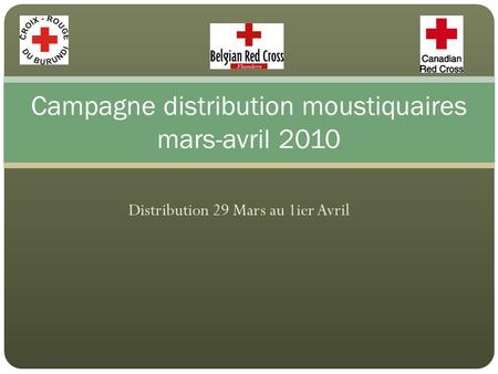 Distribution 29 Mars au 1ier Avril Campagne distribution moustiquaires mars-avril 2010.