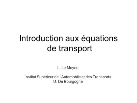 Introduction aux équations de transport