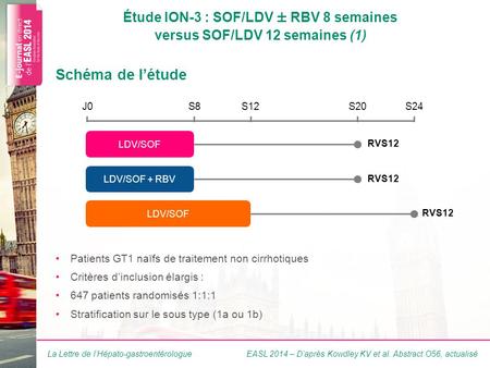 Étude ION-3 : SOF/LDV ± RBV 8 semaines versus SOF/LDV 12 semaines (2)