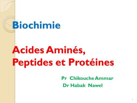 Biochimie Acides Aminés, Peptides et Protéines
