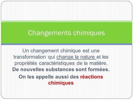 Changements chimiques