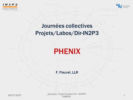 Journées collectives Projets/Labos/Dir-IN2P3 PHENIX F. Fleuret, LLR 05/07/20071 Journées Projets/Labos/Dir-IN2P3 PHENIX.