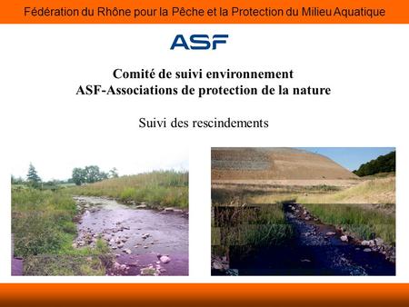 Fédération du Rhône pour la Pêche et la Protection du Milieu Aquatique Comité de suivi environnement ASF-Associations de protection de la nature Suivi.