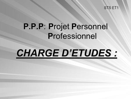 P.P.P: Projet Personnel Professionnel